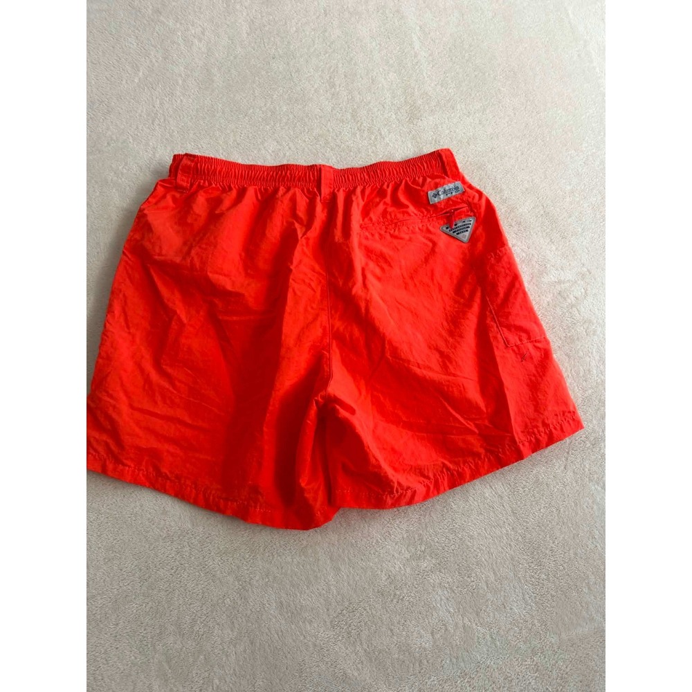 Columbia Mens M Neon Orange PFG Fishing Shorts Omni-Shade Mesh Lined 6in Inseam
